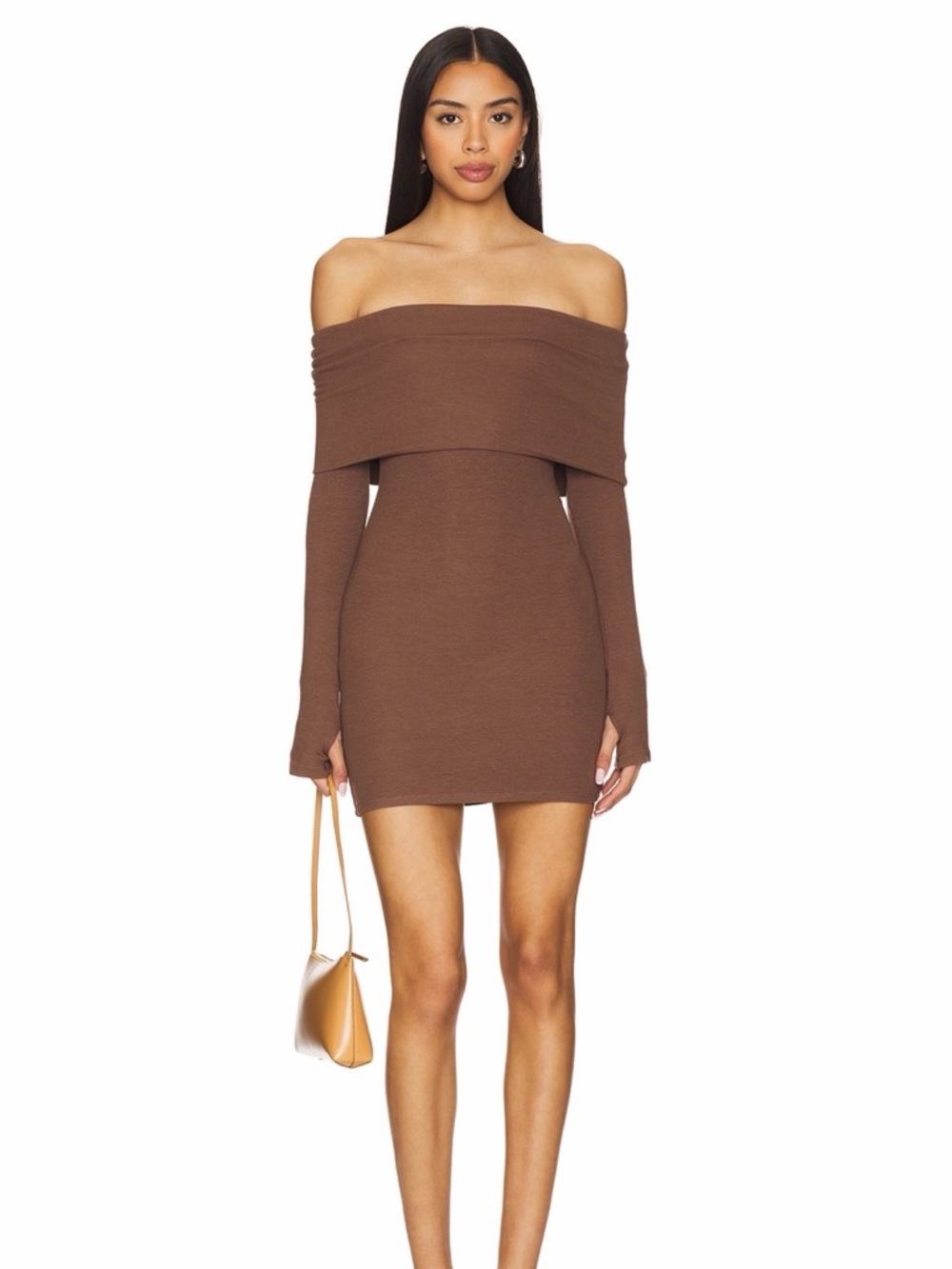 SUPERDOWN Marks Mini Dress in Chocolate Brown